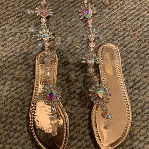 Jewel clear gladiator sandals
